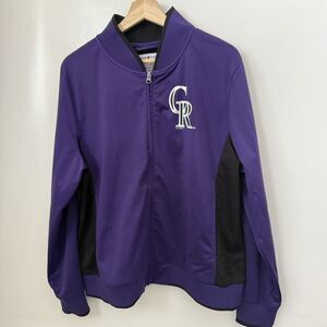G-III Sports Colorado Rockies Womens Jacket XXL Purple Black Bomber Light Track